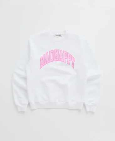 Madhappy White Campus Fleece Crewneck